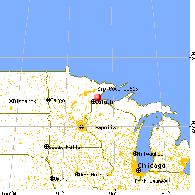 Two Harbors, MN (55616) map from a distance