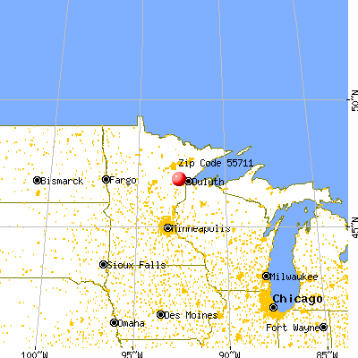 Brookston, MN (55711) map from a distance