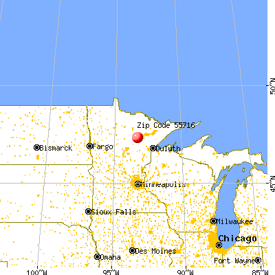 Calumet, MN (55716) map from a distance