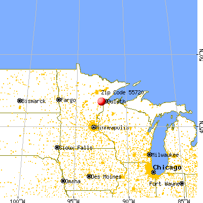 Cloquet, MN (55720) map from a distance