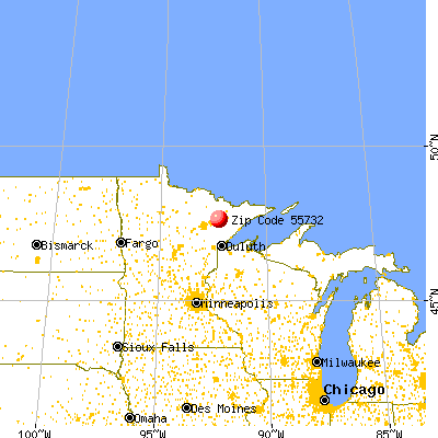 Babbitt, MN (55732) map from a distance