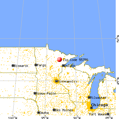 Kinney, MN (55758) map from a distance