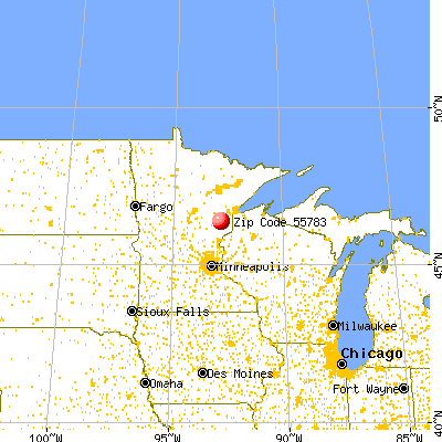 Sturgeon Lake, MN (55783) map from a distance