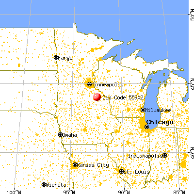 Rochester, MN (55902) map from a distance