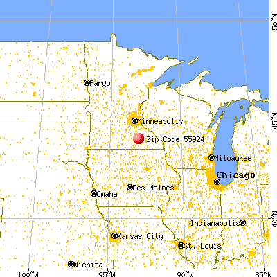 Claremont, MN (55924) map from a distance