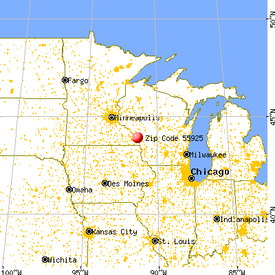 Dakota, MN (55925) map from a distance