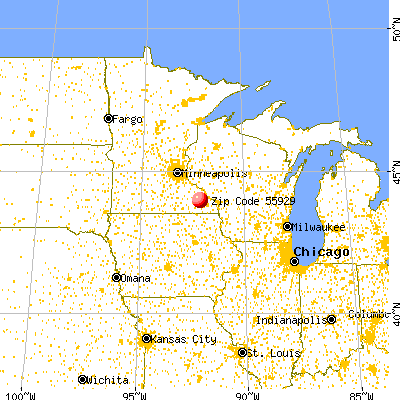 Dover, MN (55929) map from a distance