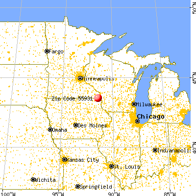 Eitzen, MN (55931) map from a distance