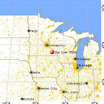 Eyota, MN (55934) map from a distance