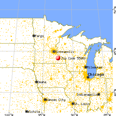 Oronoco, MN (55960) map from a distance