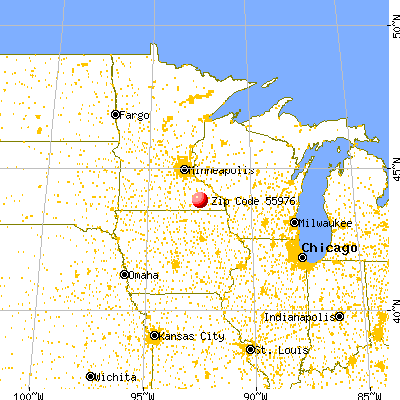 Stewartville, MN (55976) map from a distance