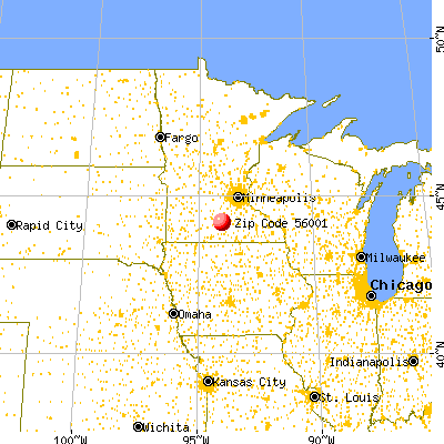 Mankato, MN (56001) map from a distance