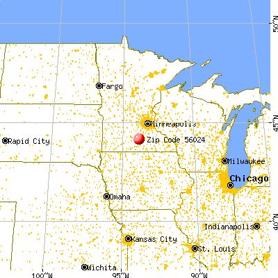 Eagle Lake, MN (56024) map from a distance