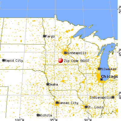 Good Thunder, MN (56037) map from a distance