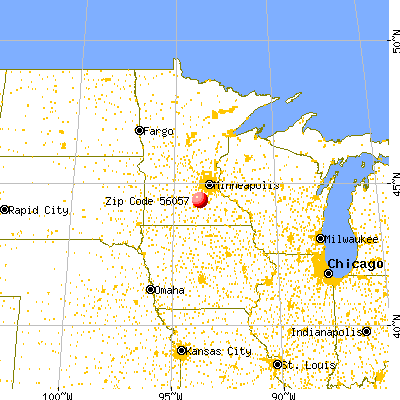 Le Center, MN (56057) map from a distance
