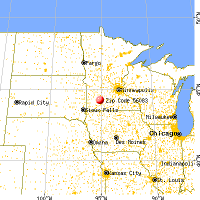 Sanborn, MN (56083) map from a distance