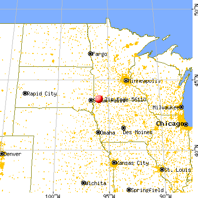 Adrian, MN (56110) map from a distance