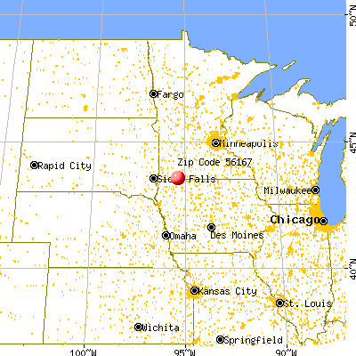 Round Lake, MN (56167) map from a distance