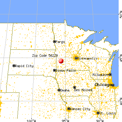 Cottonwood, MN (56229) map from a distance