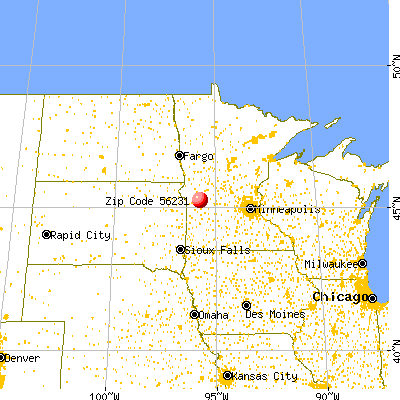 Danvers, MN (56231) map from a distance