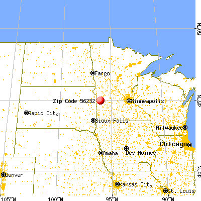 Dawson, MN (56232) map from a distance