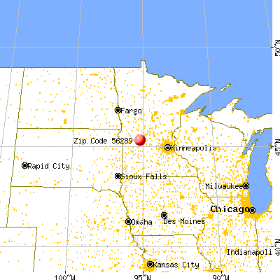 Sunburg, MN (56289) map from a distance