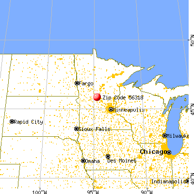 Burtrum, MN (56318) map from a distance