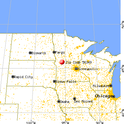 Lowry, MN (56349) map from a distance