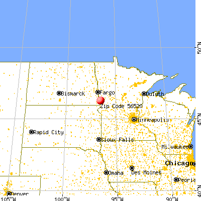 Breckenridge, MN (56520) map from a distance