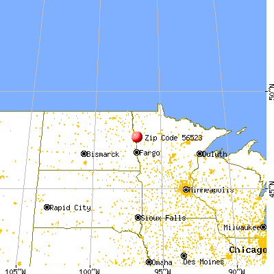 Climax, MN (56523) map from a distance