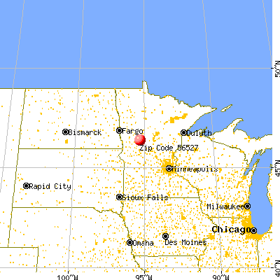 Deer Creek, MN (56527) map from a distance