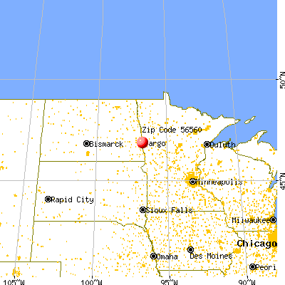 Moorhead, MN (56560) map from a distance