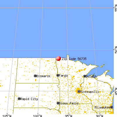 Lancaster, MN (56735) map from a distance