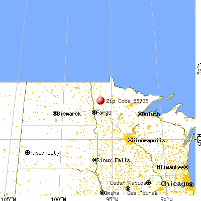 Mentor, MN (56736) map from a distance