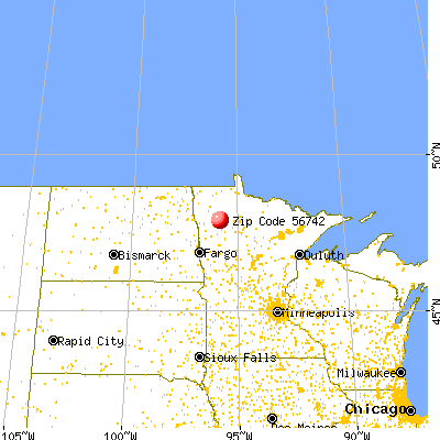 Oklee, MN (56742) map from a distance