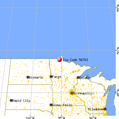 Warroad, MN (56763) map from a distance