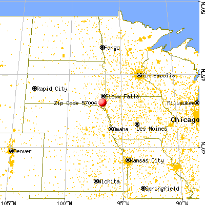 Beresford, SD (57004) map from a distance