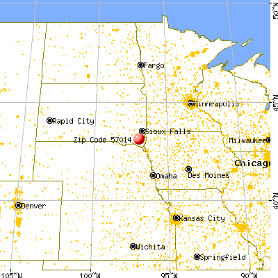 Centerville, SD (57014) map from a distance