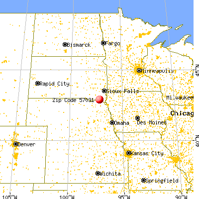 Gayville, SD (57031) map from a distance