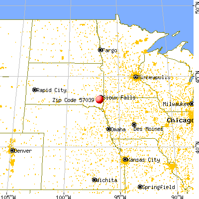 Lennox, SD (57039) map from a distance