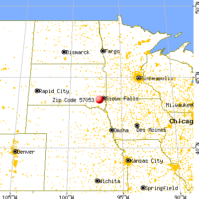 Parker, SD (57053) map from a distance