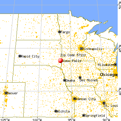 Sioux Falls, SD (57110) map from a distance