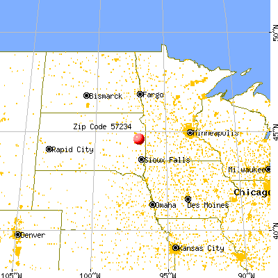 Lake Poinsett, SD (57234) map from a distance