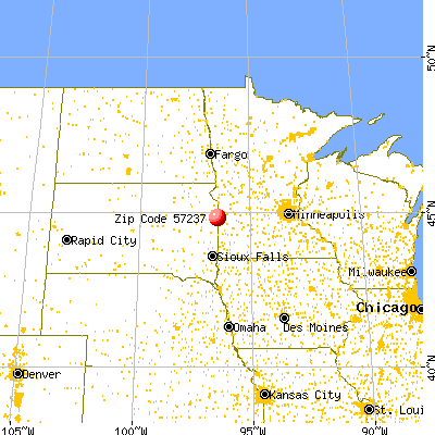 Gary, SD (57237) map from a distance