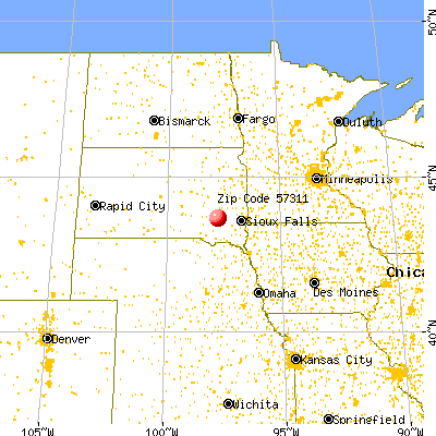 Alexandria, SD (57311) map from a distance