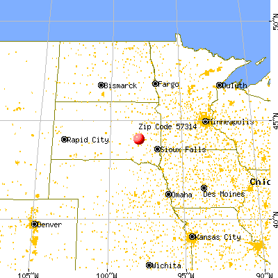 Forestburg, SD (57314) map from a distance