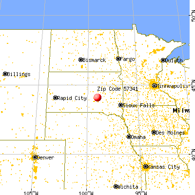 Gann Valley, SD (57341) map from a distance