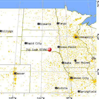 Lake Andes, SD (57356) map from a distance