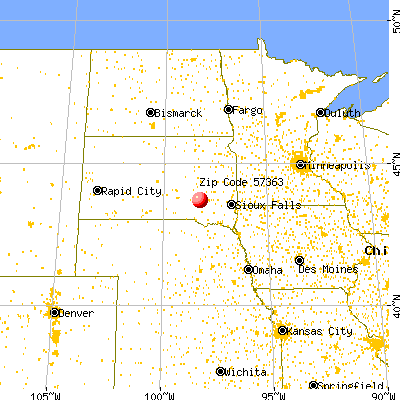 Mount Vernon, SD (57363) map from a distance