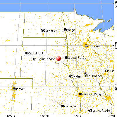 Parkston, SD (57366) map from a distance